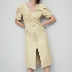 Zara yellow lamb leather dress